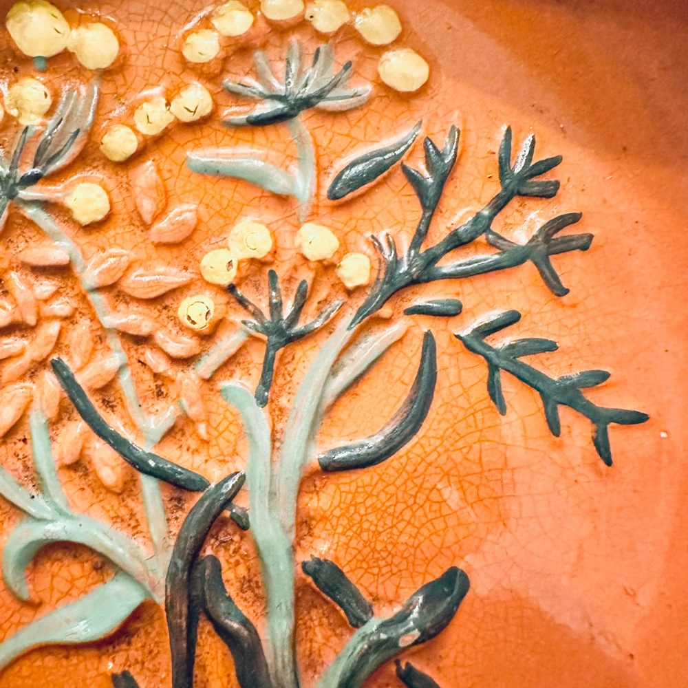 ITH Hand Painted Terracotta Fennel Herb‎ Bowl Orange Glazed Ceramic Trinket Dish - Picture 5 of 5